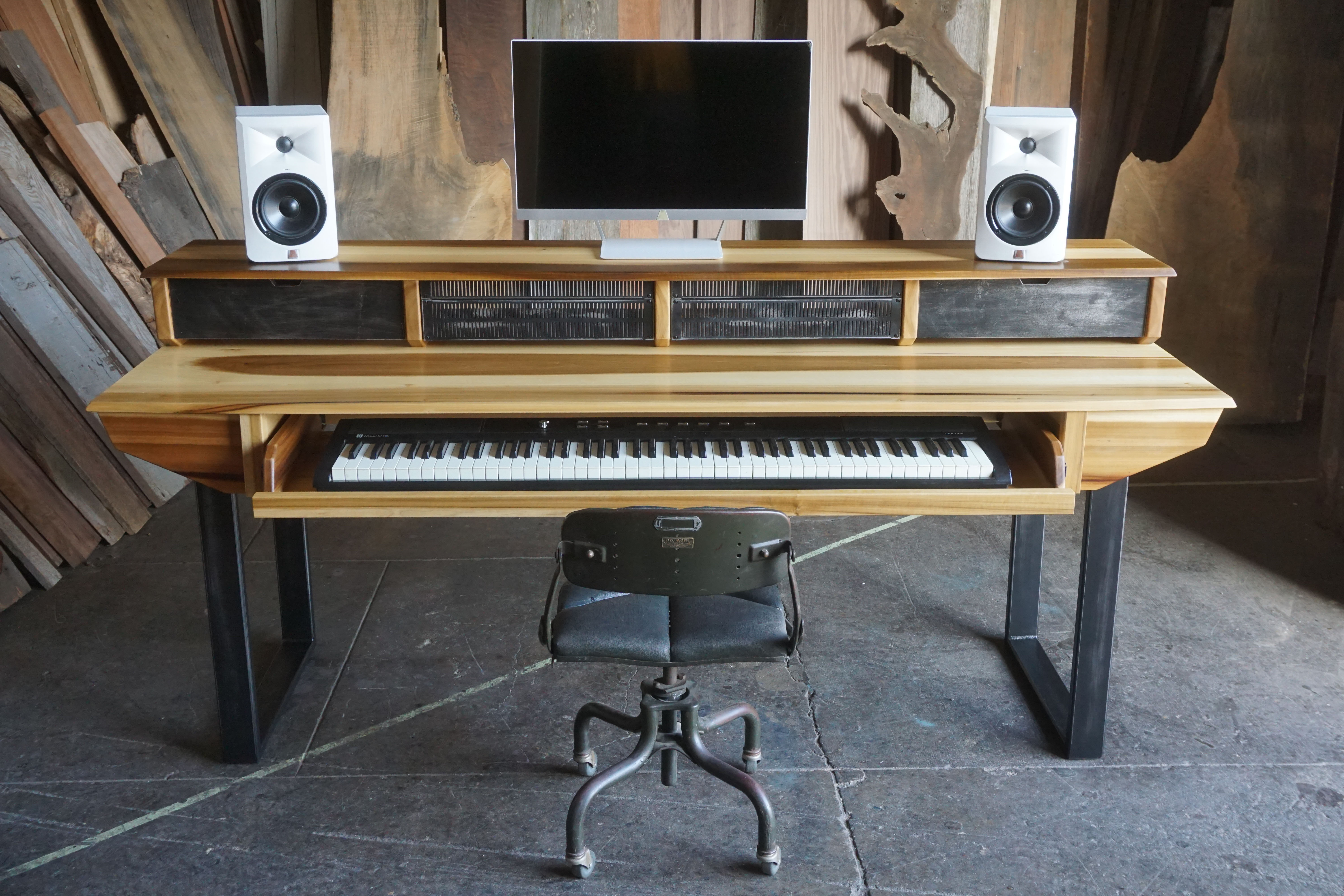 Studio Computer Desktop Custom Studio Desk For Audio + Video Production W/ Keyboard Workstation ...