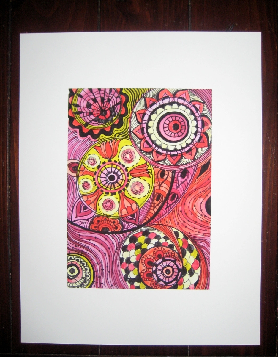 Fine Art Print Chakras -Yellow Pink Orange Circles 5x7 Reproduction 1 
