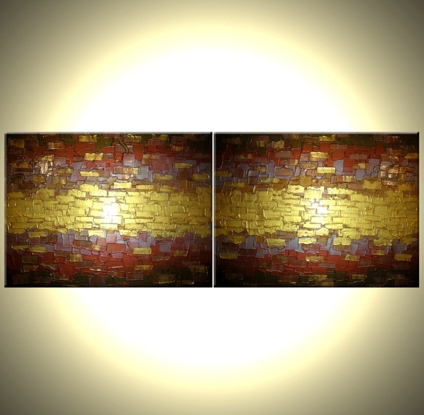 Abstract Gold Art, Original Painting, Metallic Textured Paintings, By Lafferty - 18 X 48 1