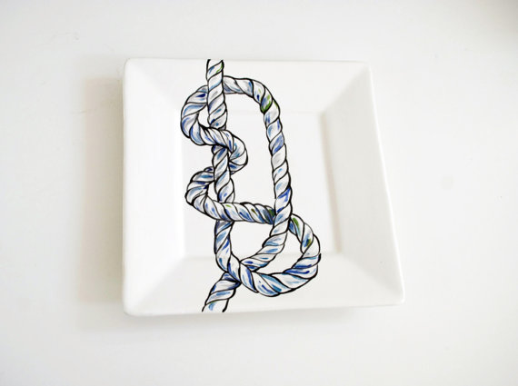 Nautical Knot Dinner Plates, Set Of 6 Square Dishes 2