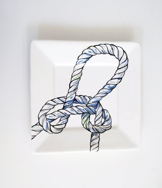 Nautical Knot Dinner Plates, Set Of 6 Square Dishes 3