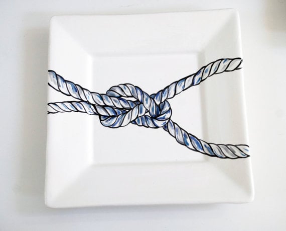 Nautical Knot Dinner Plates, Set Of 6 Square Dishes 5