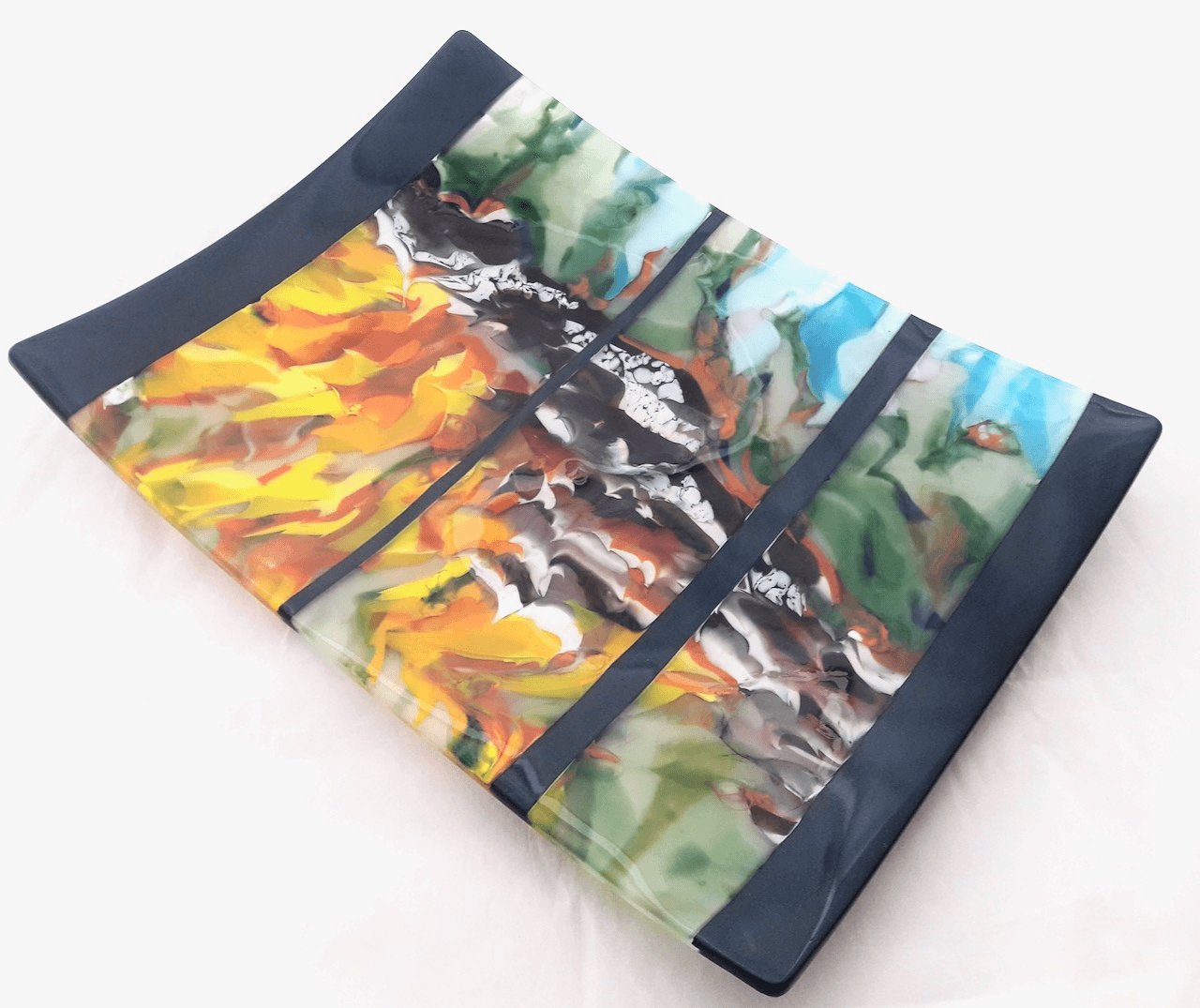 Southwest Desert Inspired Fused Glass Serving Platter - Arroyo