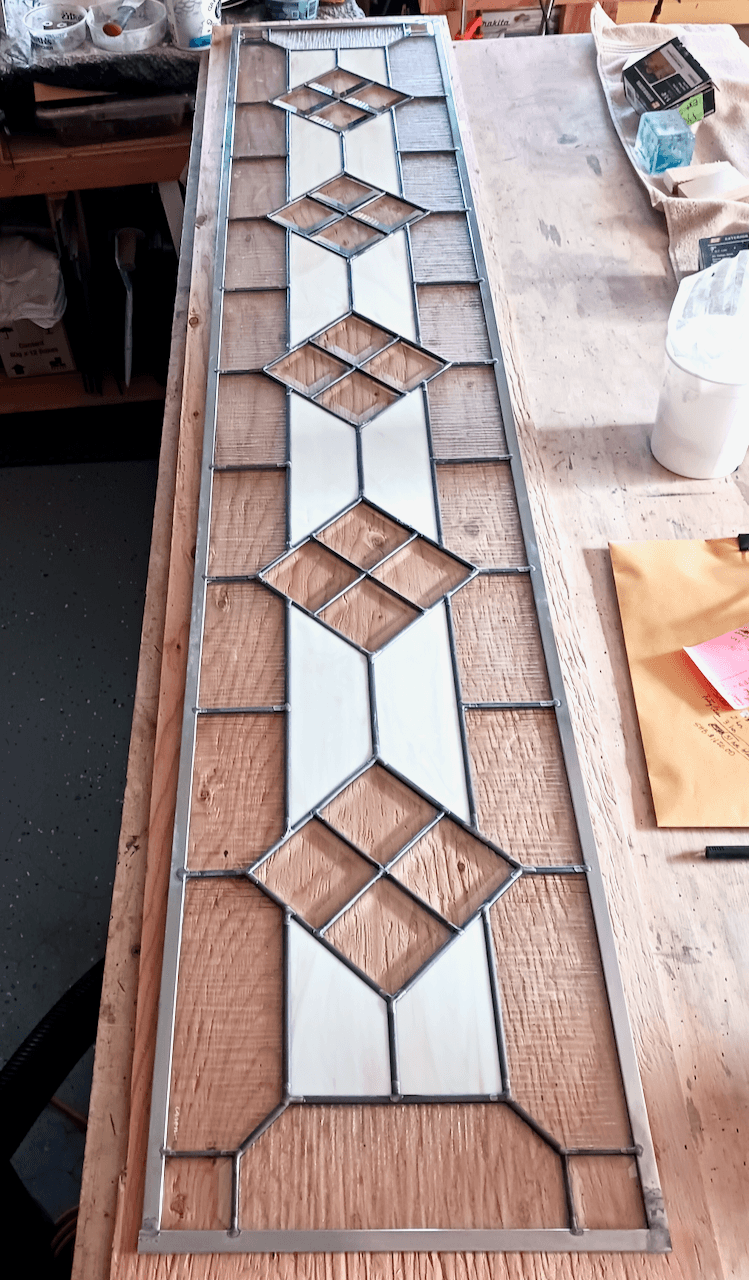 Traditional Geometric Stained Glass Transom with Beveled Glass - Balance 3