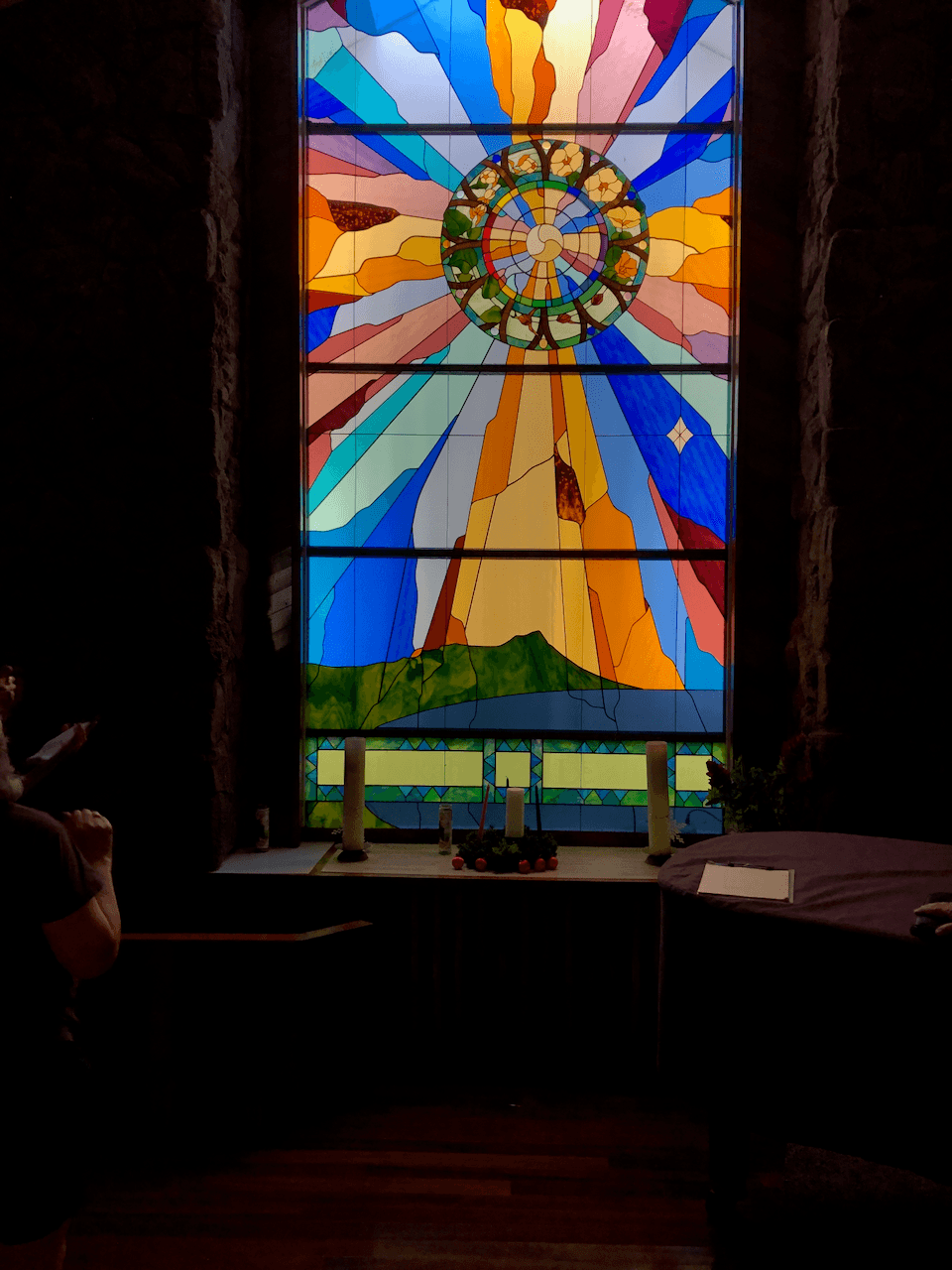 Modern Liturgical Stained Glass Sanctuary Window - Lokahi (Unity) 3