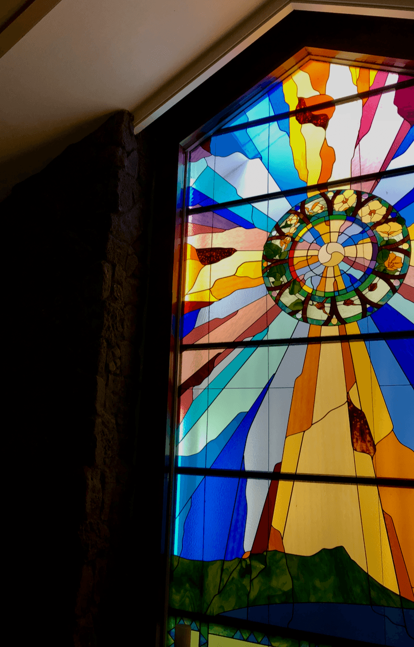 Modern Liturgical Stained Glass Sanctuary Window - Lokahi (Unity)