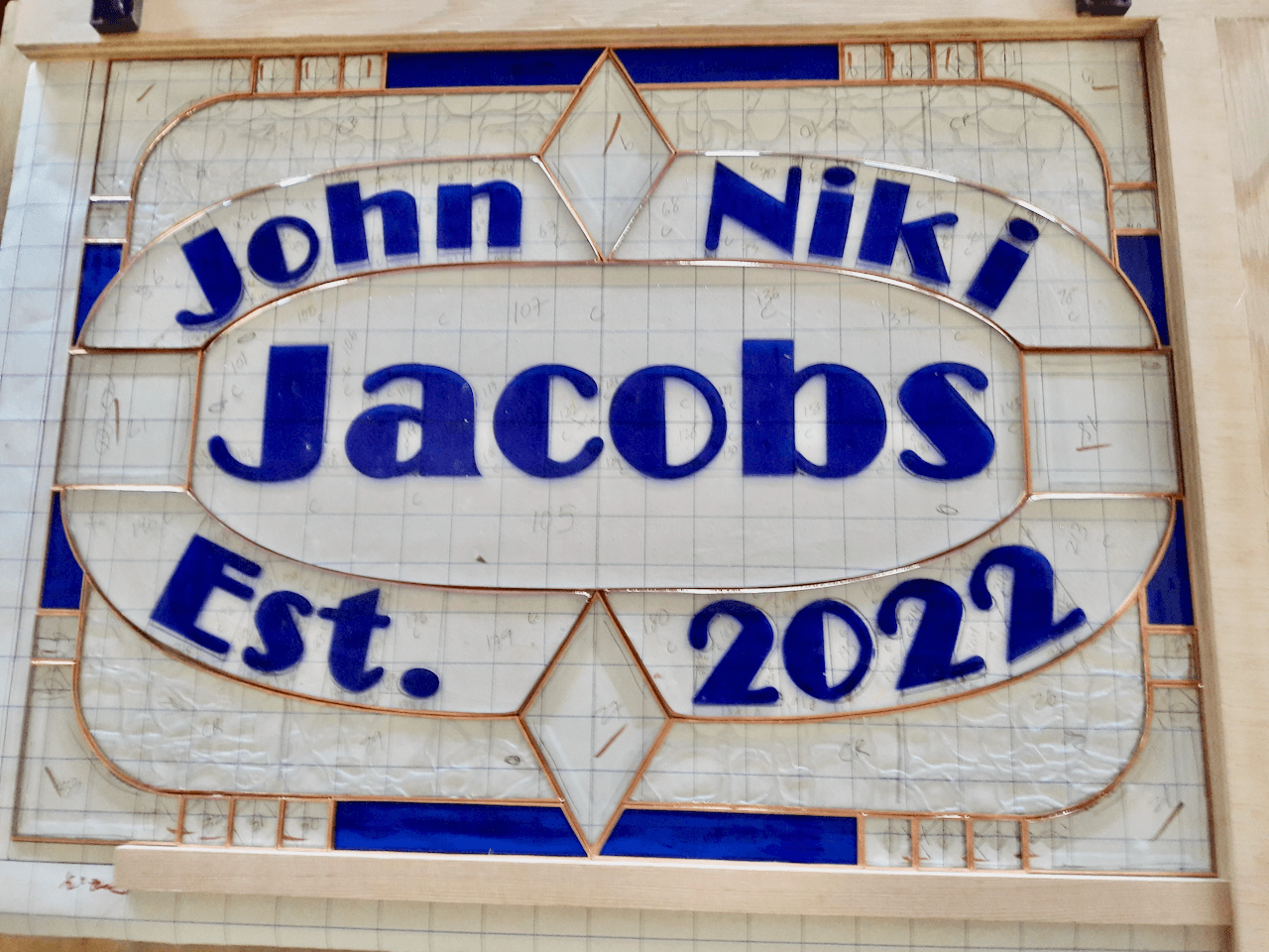 Classic Stained Glass Window with Fused Glass Elements - Family 4