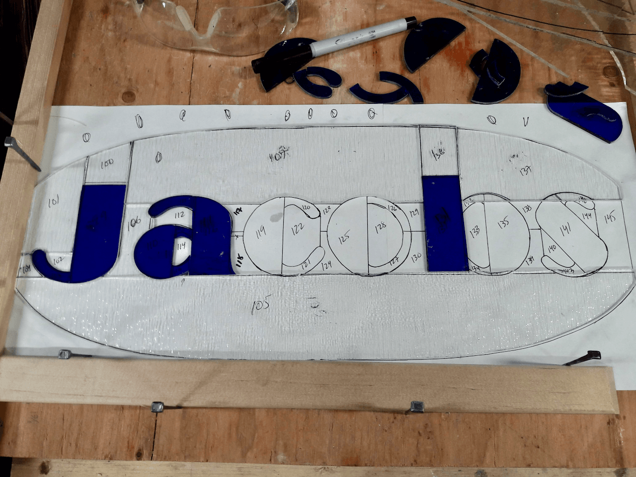 Classic Stained Glass Window with Fused Glass Elements - Family 6