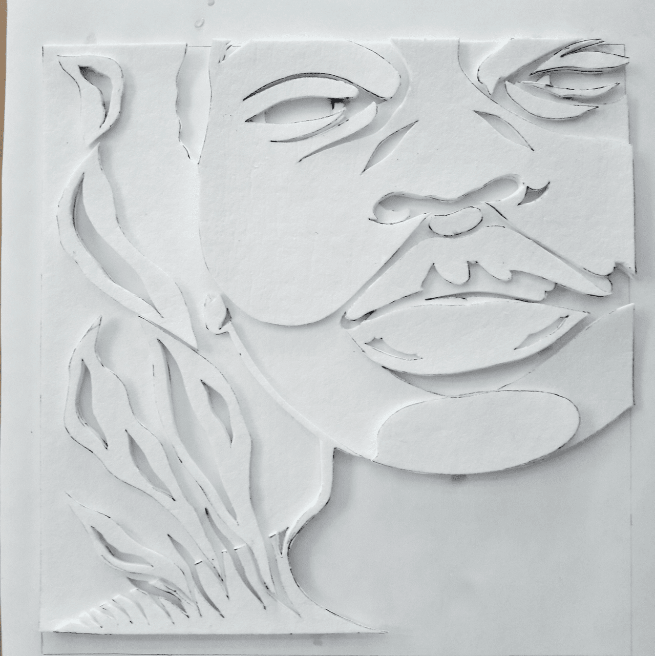 Modern Kiln Carved Fused Glass Portrait - La Femme Au Vert Olive 3 