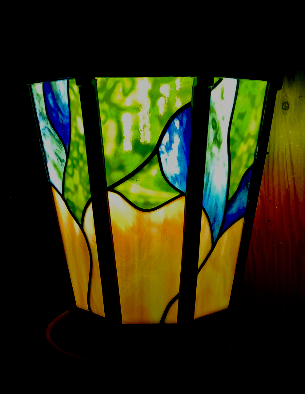 Abstract Organic Stained Glass Lantern Shade - Llama Lamp