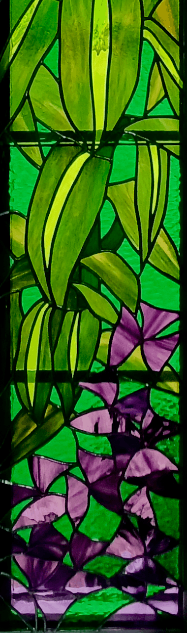 Garden Themed Stained Glass Entryway Sidelight - Morning Glory 4 