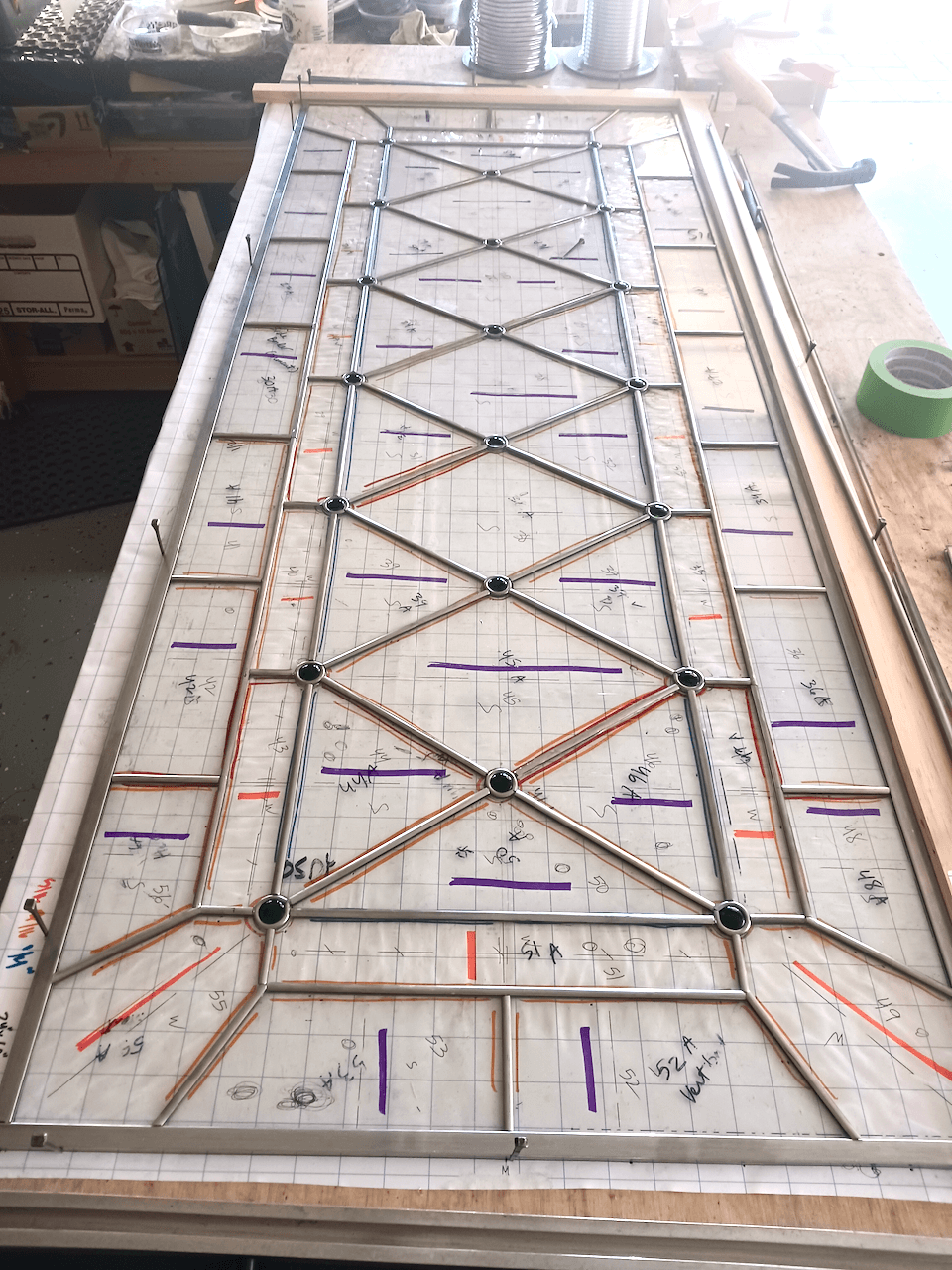 Traditional Geometric Stained Glass Sidelight Windows Featuring Handmade Cabochons (set of two windows) - Murphy’s Pub 3