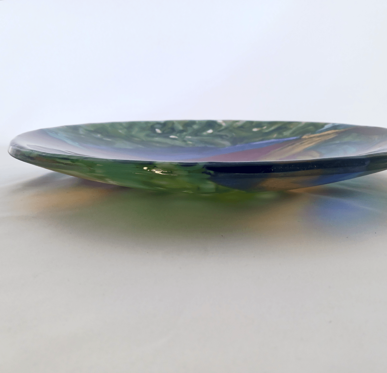 Abstract Naturalistic Fused Glass Platter Featuring Handmade Glass and Hand Painted Details - Rooster Tail  5 