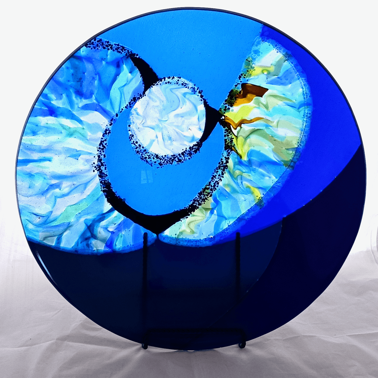 Contemporary Fused Glass Platter Featuring Handmade Glass (18" diameter) - Welcome Home 2 