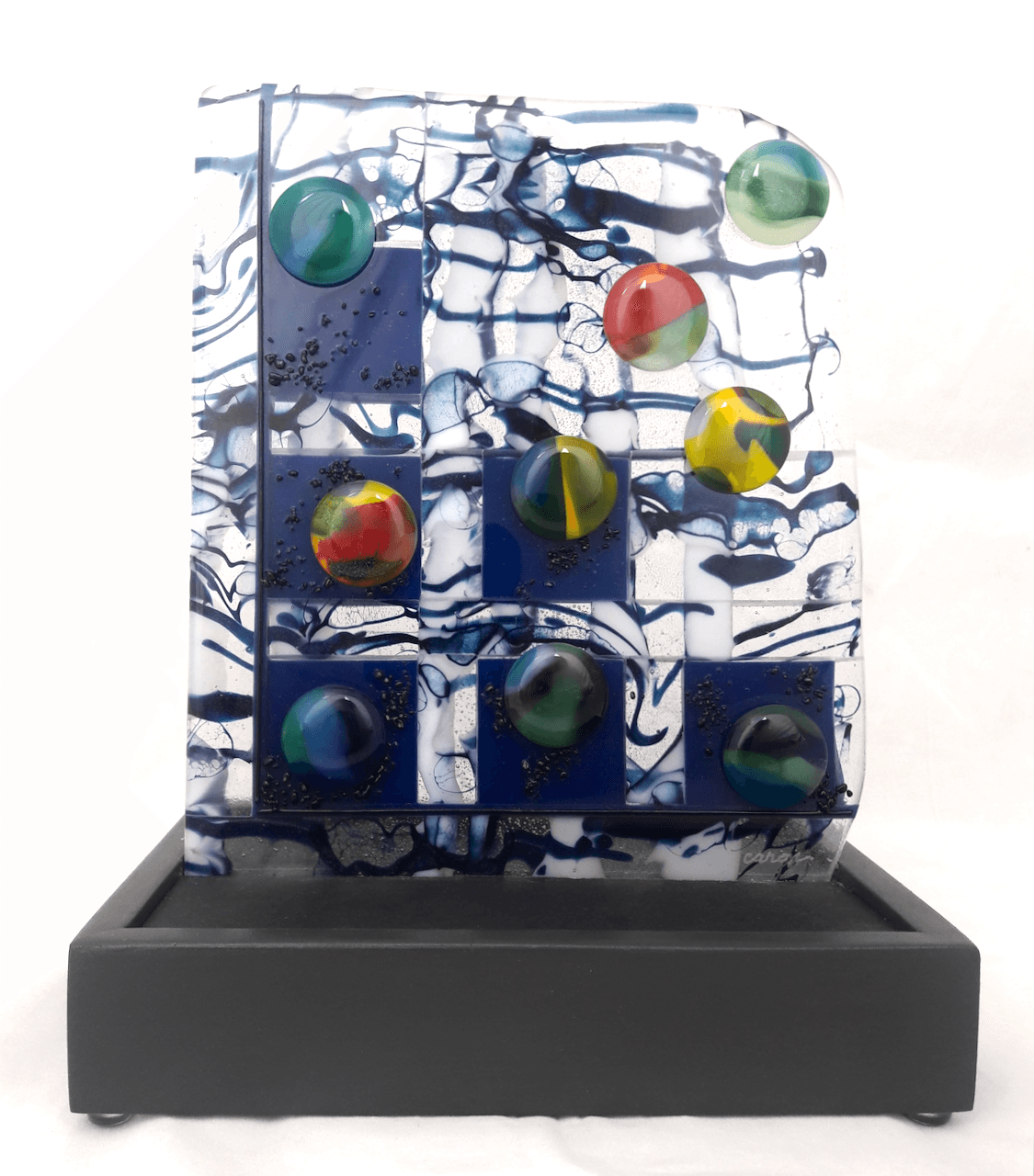 Contemporary Fused Glass Table Sculpture Featuring Handmade Glass - Zoom!