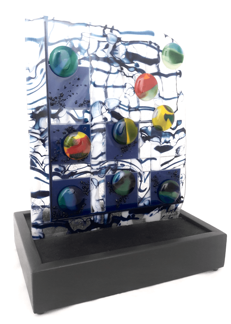 Contemporary Fused Glass Table Sculpture Featuring Handmade Glass - Zoom! 2