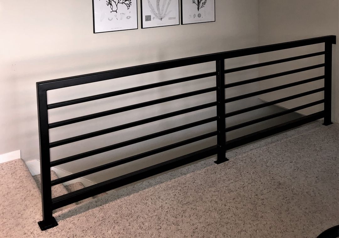Modern Horizontal Metal Railing; Steel Guardrail; Landing, Loft, Deck ...