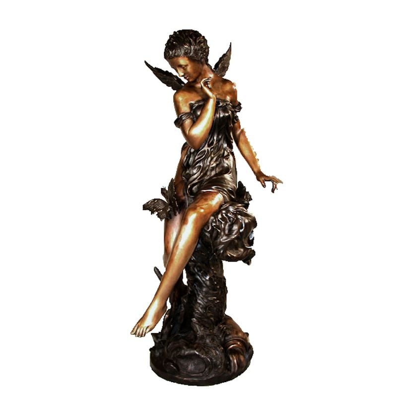 Woman Angel W Butterfly, Bronze fountain