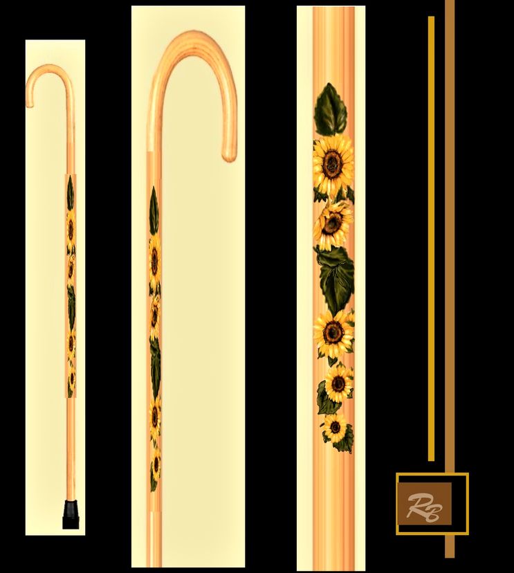 Sunflower Cane, Custom Canes, Painted, Personalized
