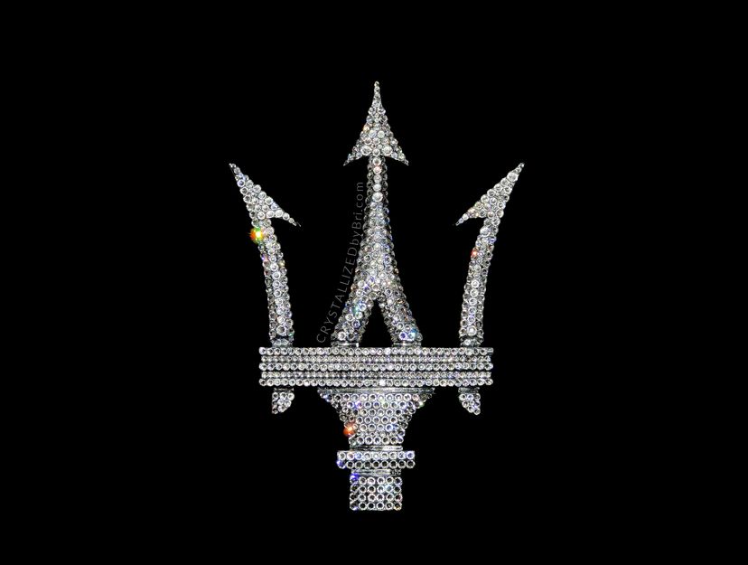 Maserati Trident Logo Crystallized Car Emblem Bling Genuine European Crystals Bedazzled