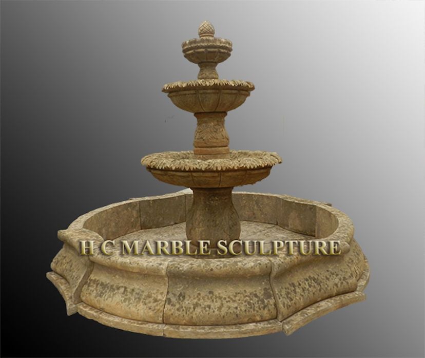Antique Limestone 3 Tier Fountain