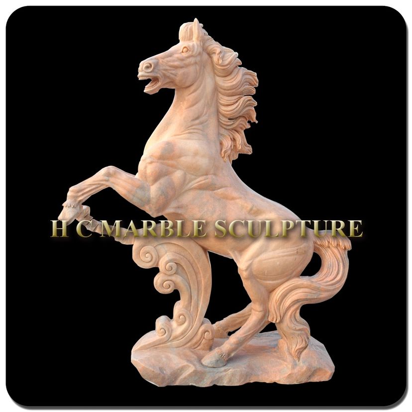 Life Size Rearing Horse Sculpture On Base
