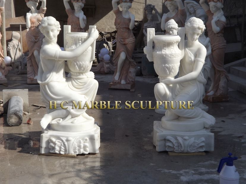 Woman W Urn Marble Sculpture