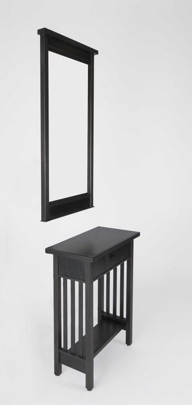 Metal / Steel: Hall Table & Mirror Set - Mission Style