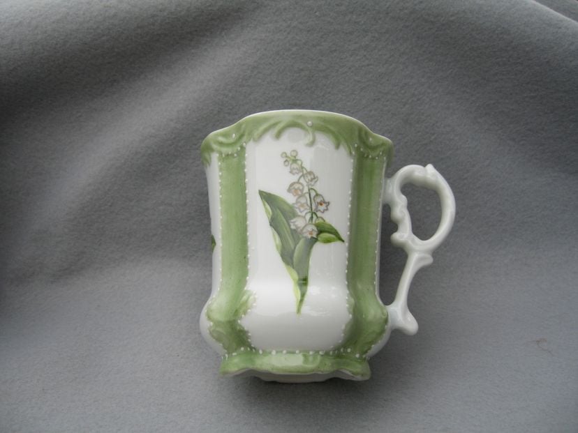 Hand Painted Lily Of The Valley Porcelain Mug.