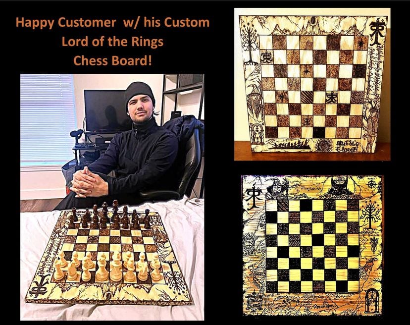 Lord of the Rings chess board, Large 2 ft. x 2 ft., Lord of the Rings, Chessboard, Lord of the Rings gifts, Gandalf, Middle Earth