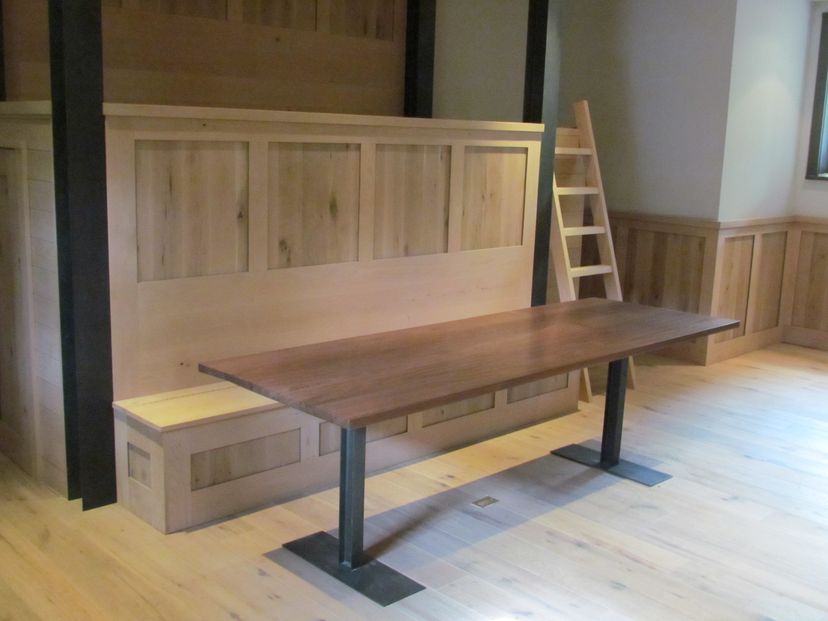 Walnut And Steel Table