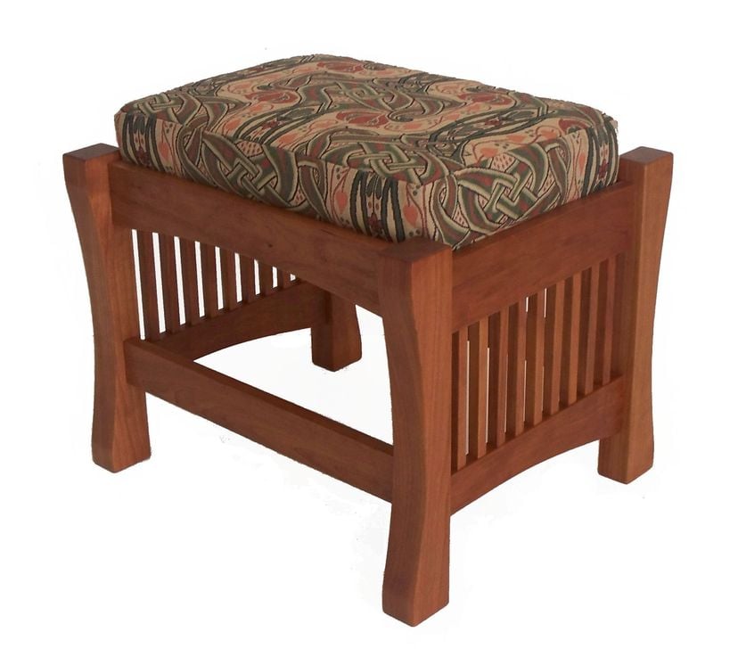  Spindle Bow Ottoman in Cherry 