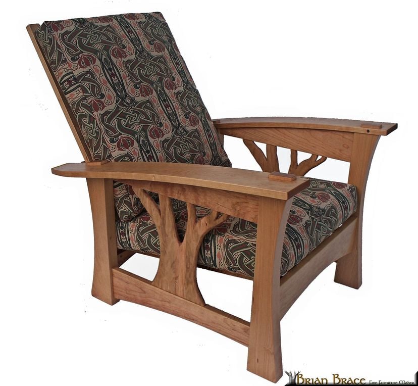Arbor Bow Arm Morris Chair With Celtic Knot Fabric