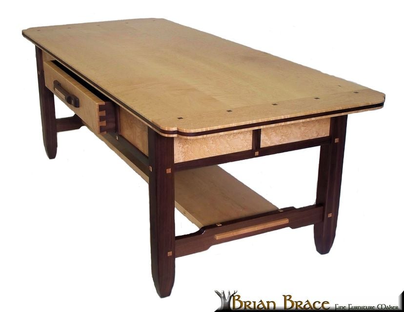 Greene And Greene Coffee Table (Birdseye Maple And Walnut)