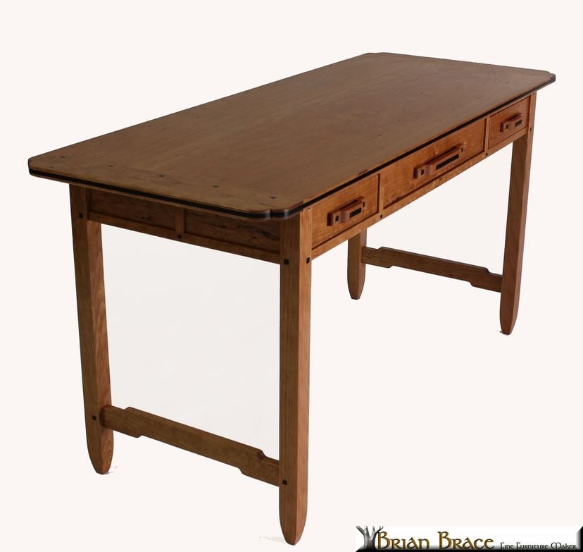 Brace Greene And Greene Desk 3 drawer desk  (Cherry And Ebony)