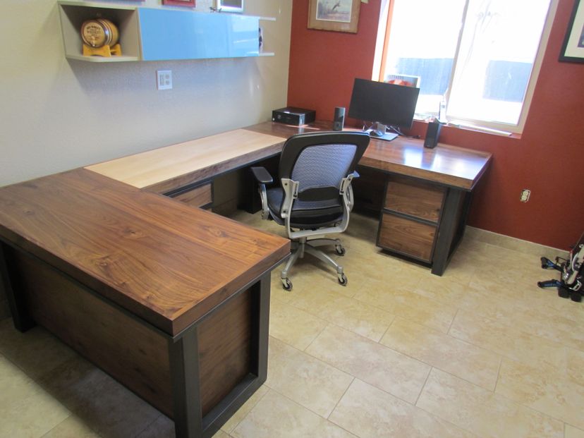 Custom Desk Steel Walnut And Maple
