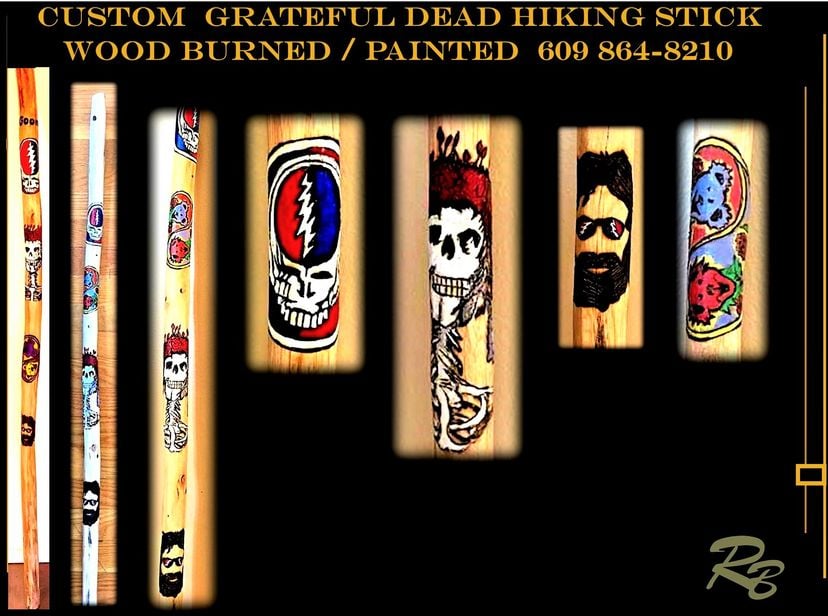Grateful Dead, Gifts, Walking Stick, Hiking Stick, Custom, Personalized, Walking Stick, Carved