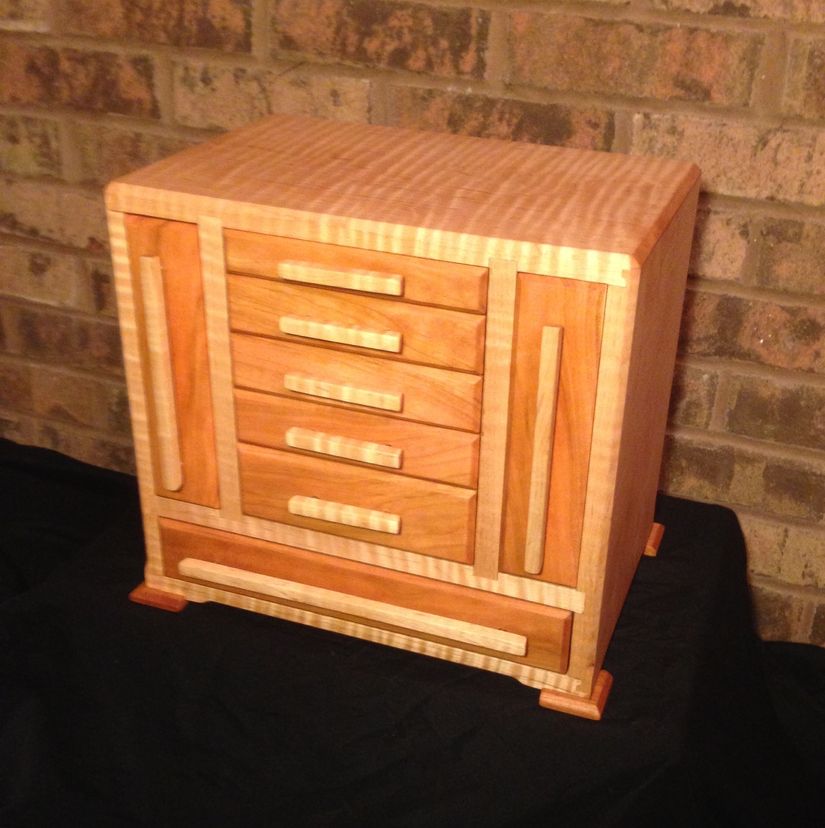 Curly Maple And Cherry Jewelry Box