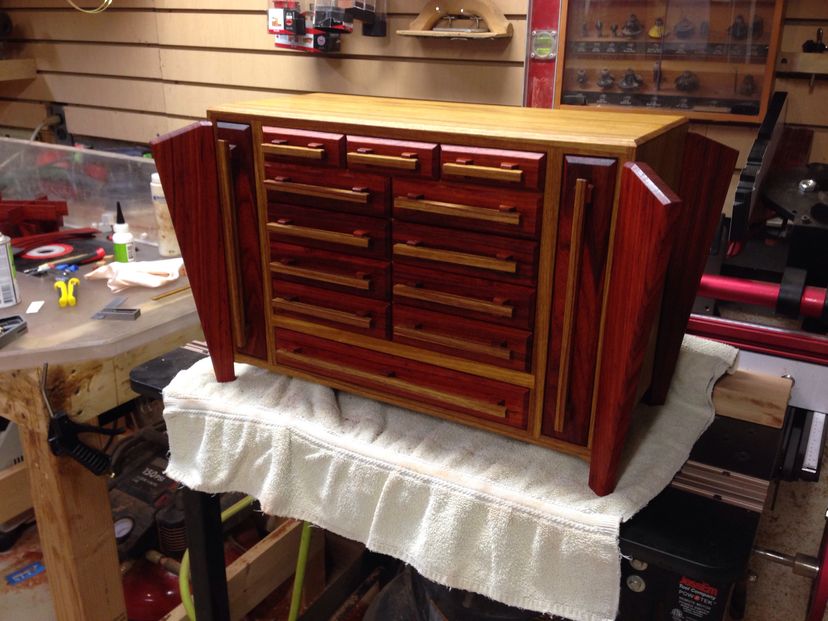 Large Padauk And Canarywood Jewelry Box