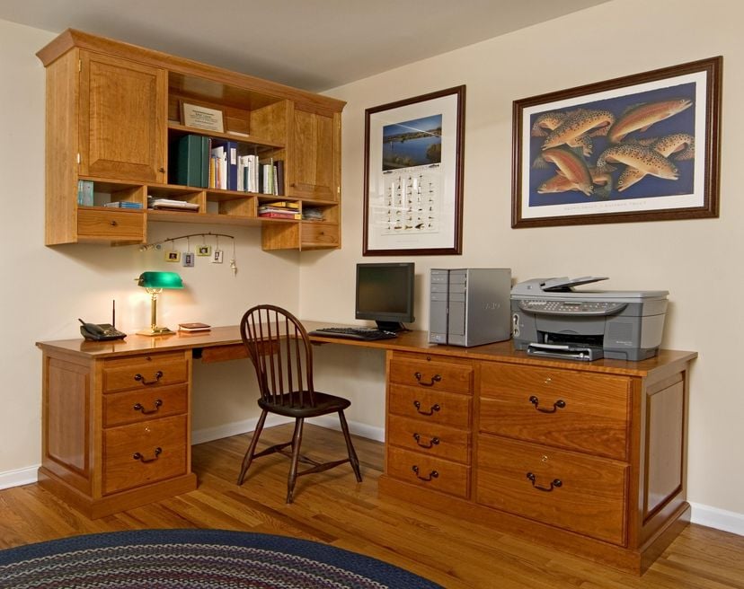 Custom Home Office Desk And Cabinet