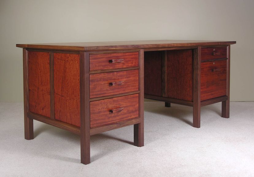 Solid Walnut And Bubinga Desk