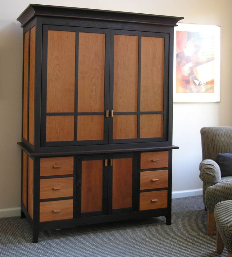Figured Cherry And Wenge Media Cabinet