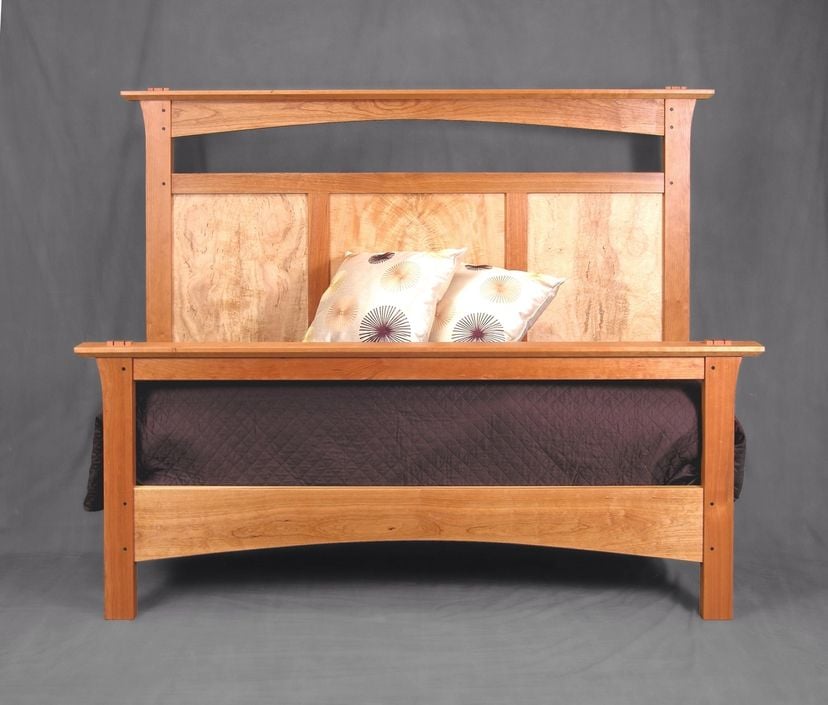 Queen Bed In Cherry And Curly Maple