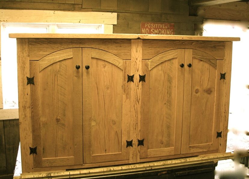 Rustic Tv Lift Cabinet Bleached Barn Wood
