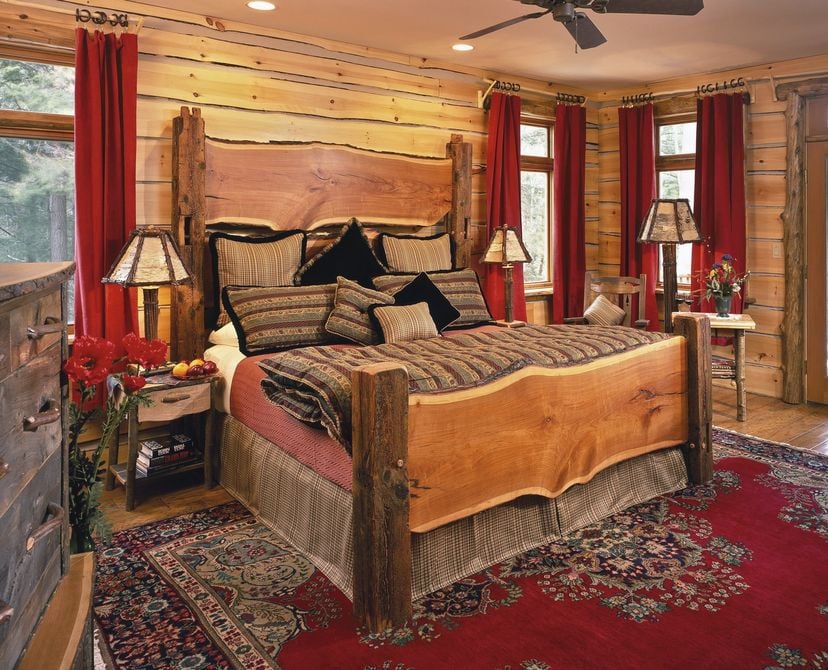 Rustic Bed With Live Edge And Barn Beams