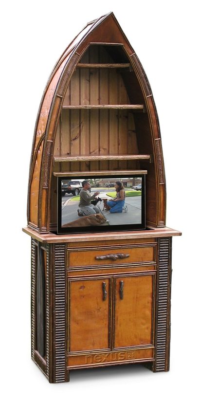 Rustic Tv Lift Canoe Cabinet