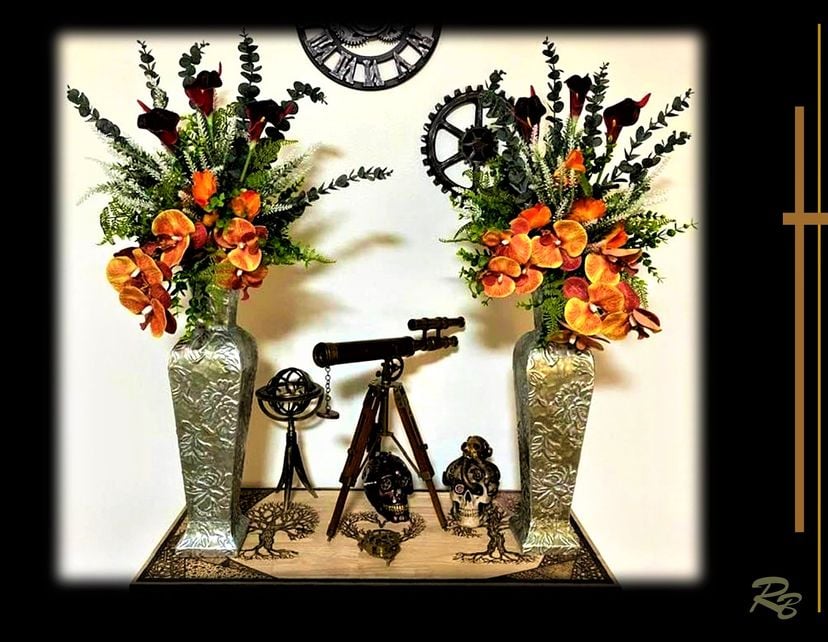 Pair Of Silk Flower Arrangements, Set Of 2, Large Vase, Flower Arrangments