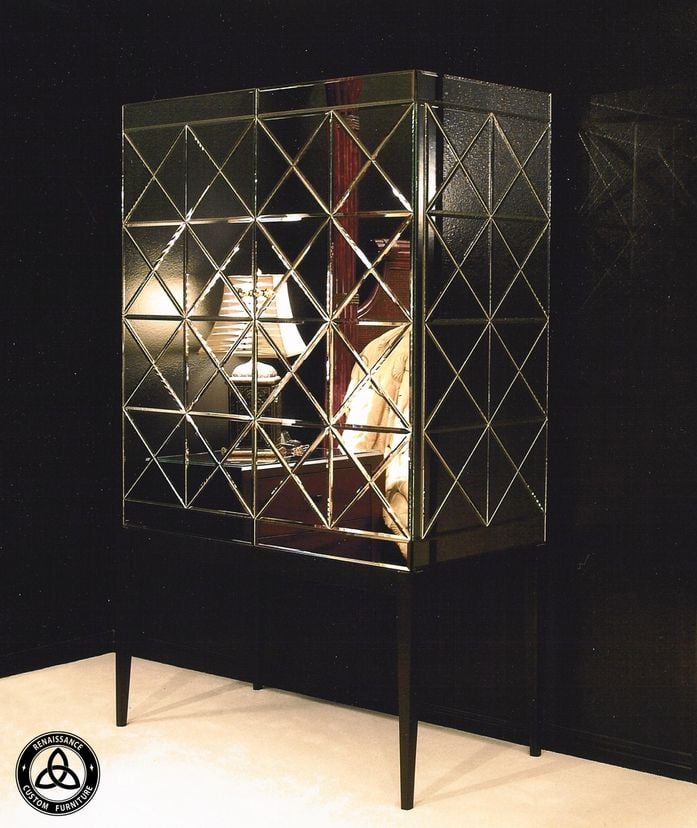 #1013 Beveled Mirror Cabinet On Stand