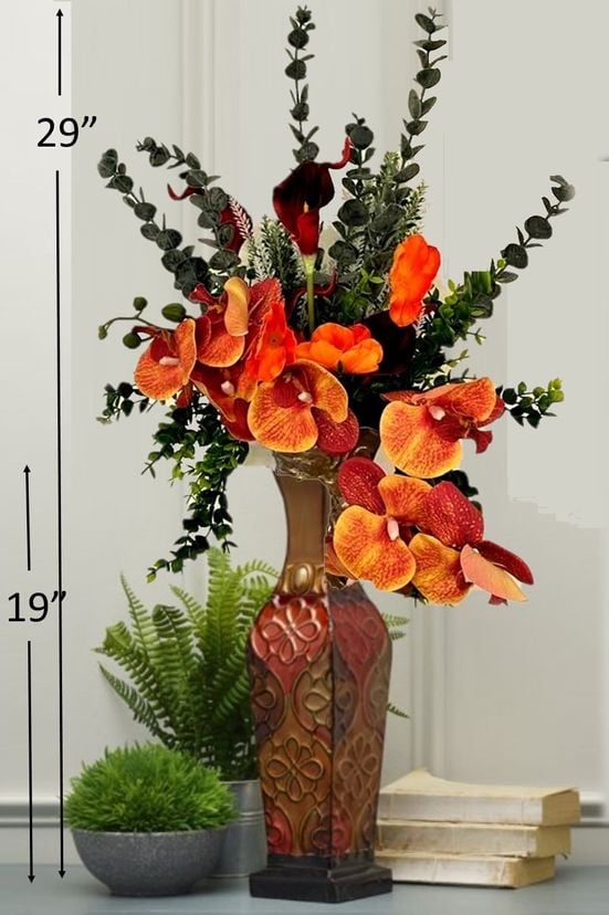 Silk Flower Arrangements, Tall,, Flower Arrangements, Custom Arrangements, Tall Vase, Mantel Peice
