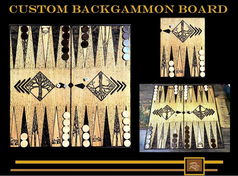 Backgammon, Game, Game Room Games, 2ft' Custom, Personalized, Wood Burned